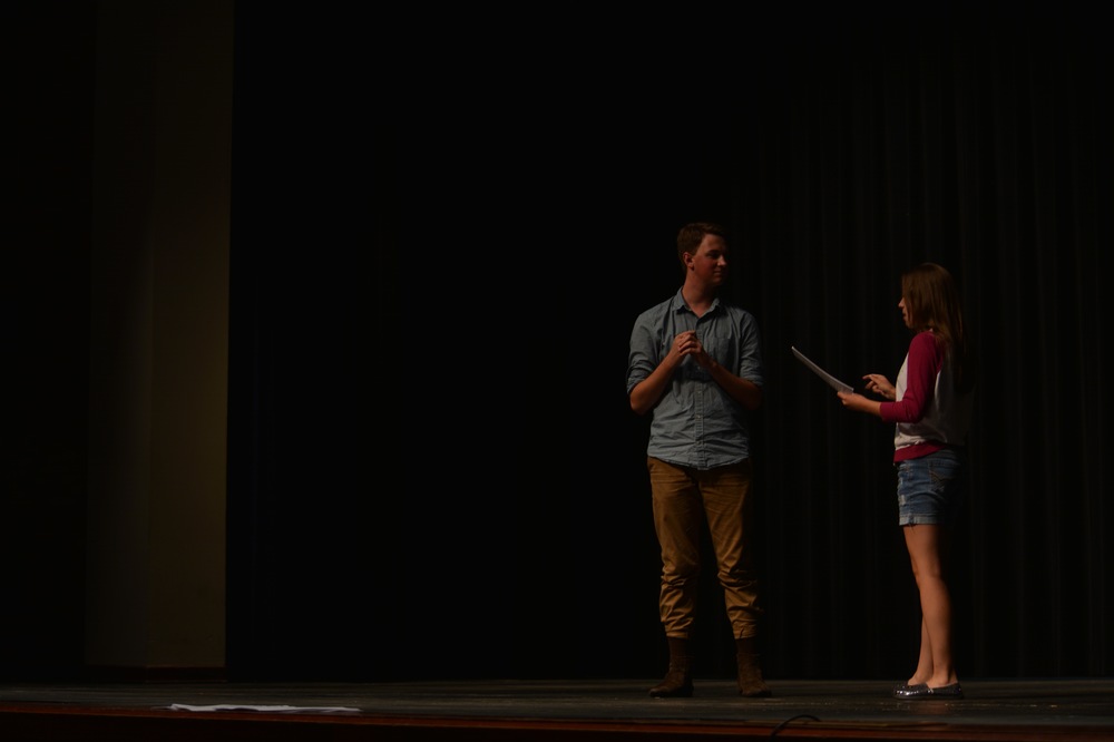 Sophomore George Frey and Senior Danielle SImpson perform their acting auditions for the judges. 