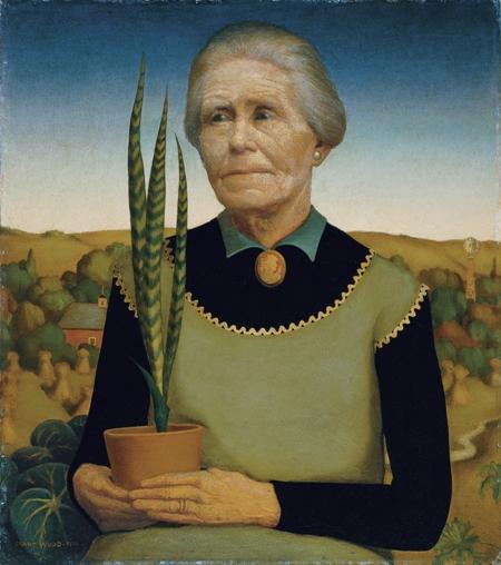 “Woman with Plants” by Grant Wood. Photo by the Cedar Rapids Museum of Art. 