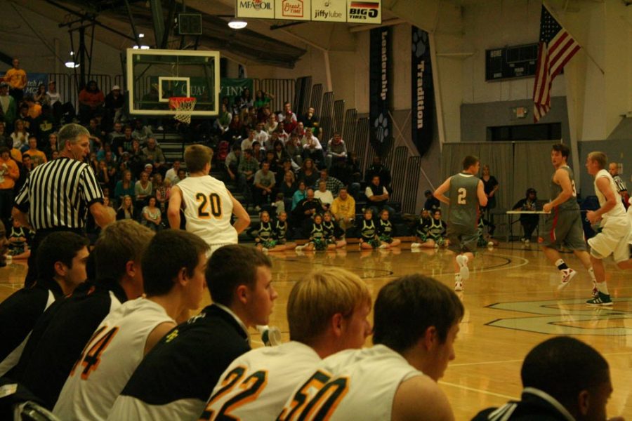 Waiting to Win: Bruins watch in anticipation for the end of the game against the Nixa Eagles. Photo by Madison Brown 