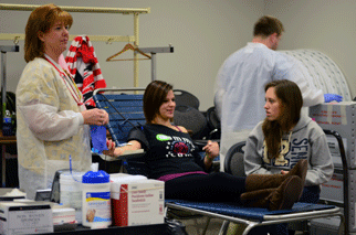 Students went to the Columbia Area Career Center to participate in a Red Cross blood drive today.