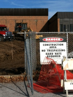 Construction crews have blocked areas to start building a new gym. Work should be finished in August of 2013.