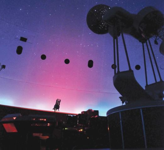 Lighting up the night sky: The 37-year-old planetarium equipment sits ready to perform for a rare show. Beginning this week, a new full-dome projector will be installed, the first in a multi-step process to update the aging facility. Photo by Muhammad Al-Rawi.