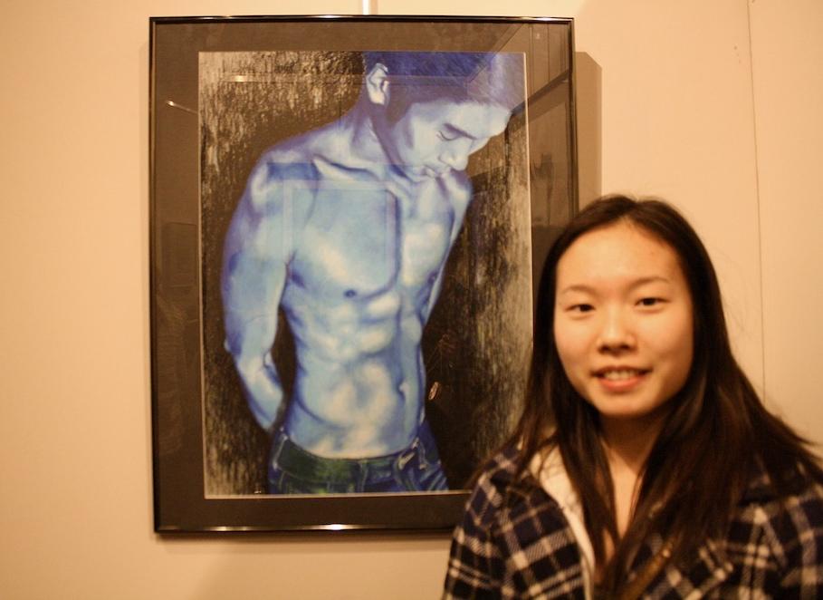 Samantha Ding did an oil pastel of a subject in her AP 1 class at Rock Bridge. Ding submitted her work to the Columbia Art League and was rewarded as an emerging artist. Photo by Paige Kiehl.