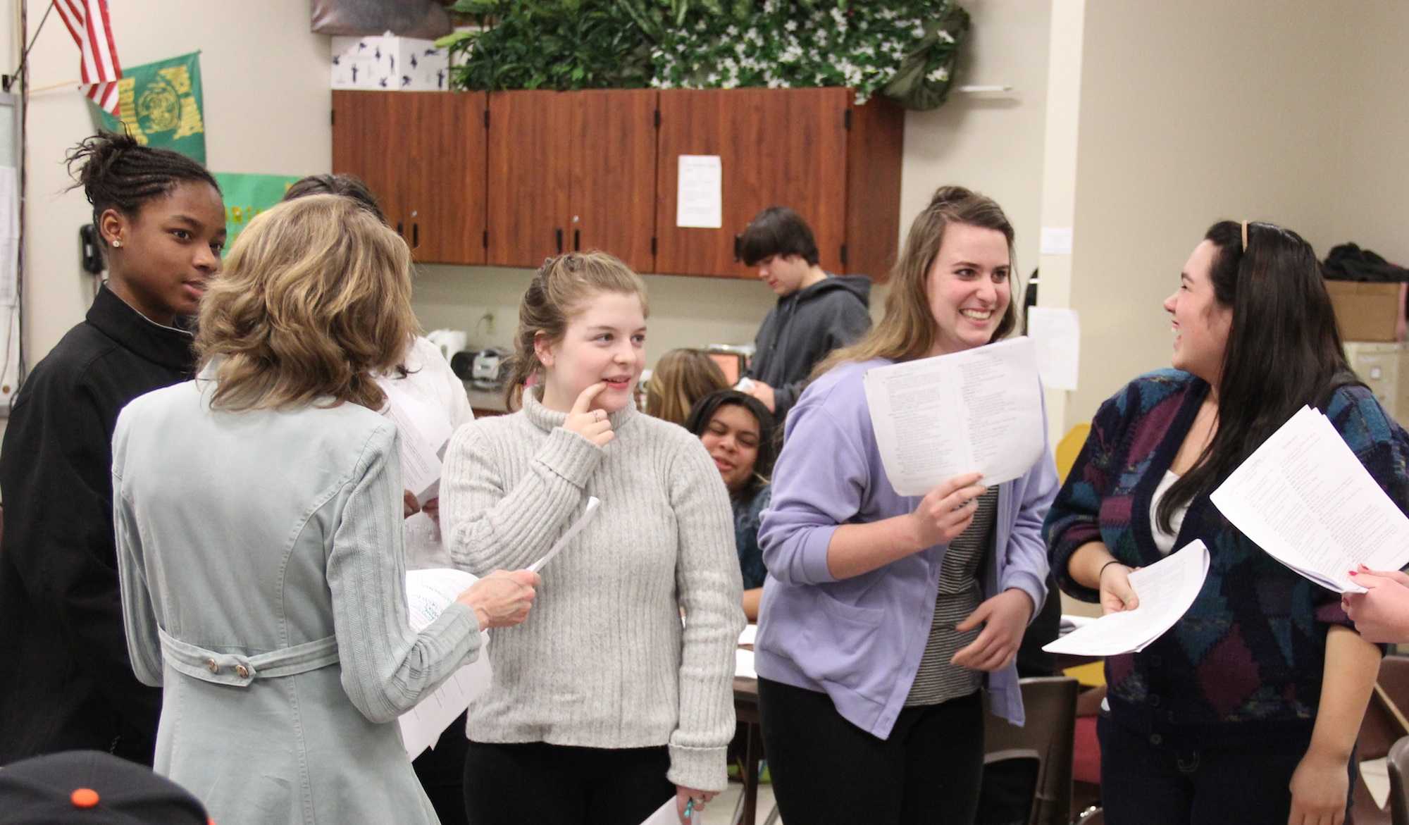 Students looking for a part in Rock Bridge's upcoming production "Midsummer/Jersey" auditioned in Room 408 after school today. Callbacks are scheduled for tomorrow. Photo by Asa Lory