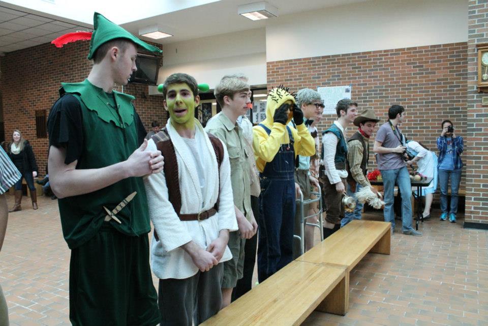 King Candidates line up for the A Day lunch activities in the main commons Feb. 20. Photo by Maddy Jones