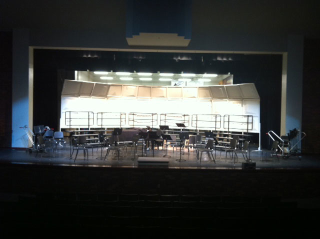 The stage in the PAC is set up for the performances tonight. Photo by Kaitlyn Marsh