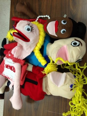 Puppets were made from scratch by Childrens Theatre students, using felt and sewing machines. Photo by Lauren Puckett