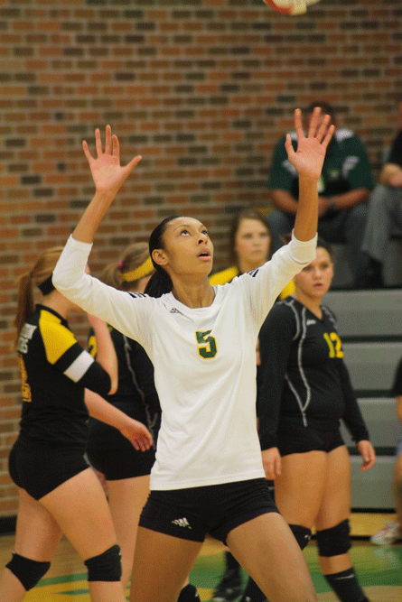 Senior+Chayla+Cheadle+serves+the+ball+against+Smith-Cotton+on+Sept+9th+at+RBHS+%28photo+by+Marissa+Soumokil%29