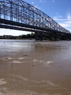 The Missouri River flows under the Missouri River Bridge and past the Carl R. Noren Access Boat Ramp, the staging area for the Missouri River Relief clean up on Oct. 4. Photo courtesy of Graham Ratermann