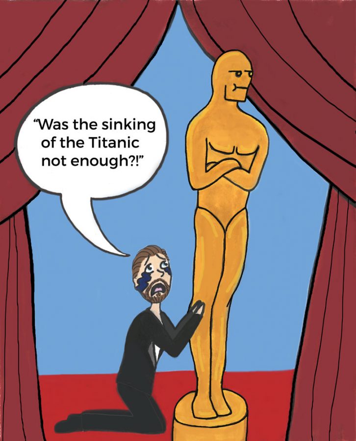 Leonardo DiCaprio begs for an Oscar.