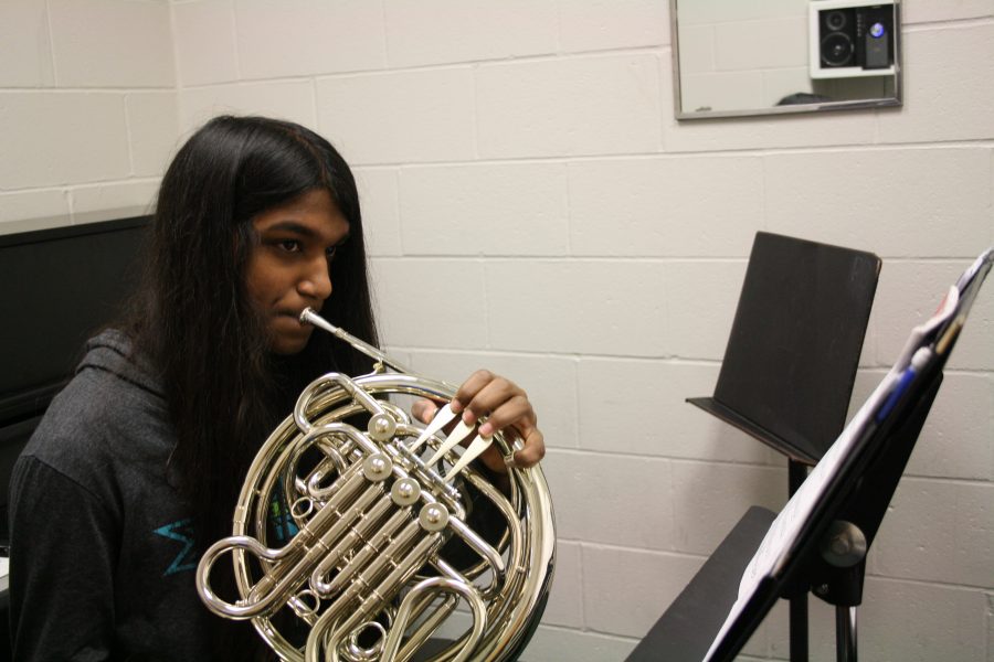 Sophomore Dilan Kurukulasuriya plays the French horn.