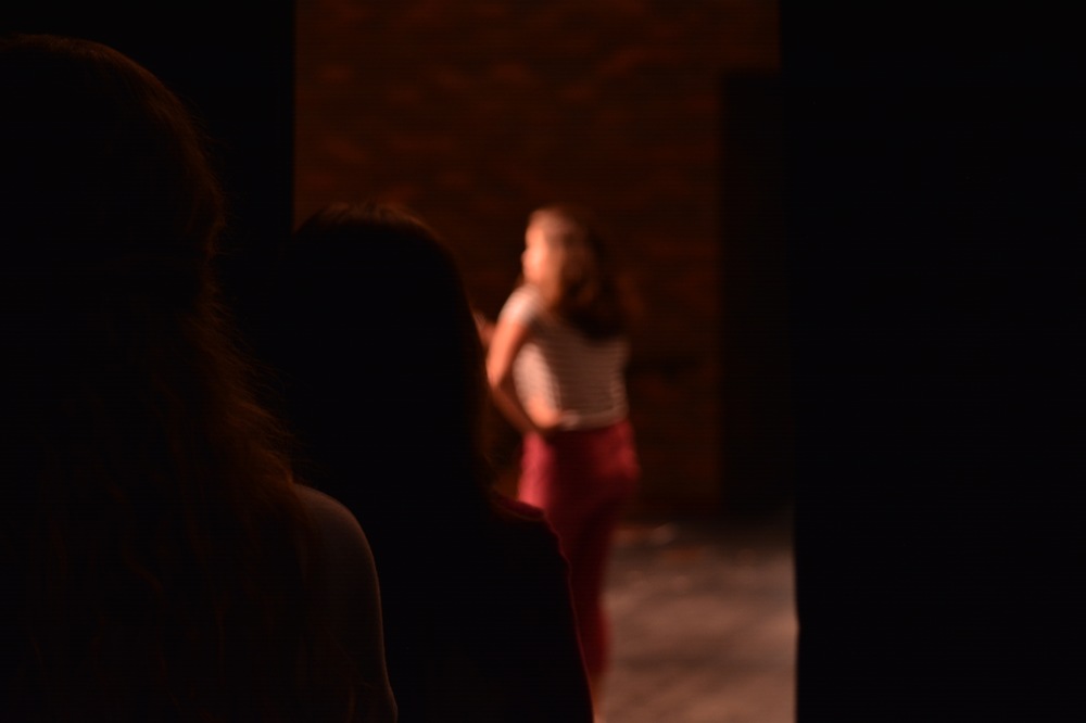 Seniors Sarah Merrifield and Danielle Simpson watch from the wings as a fellow student auditions for the 2016 musical.