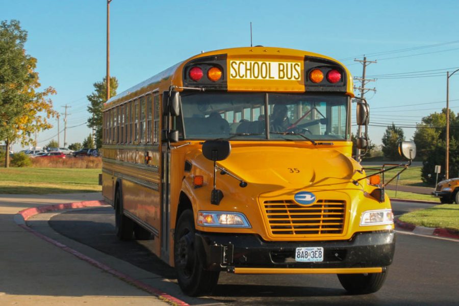 School bus arrives at Rock Bridge on Oct. 13., 2016