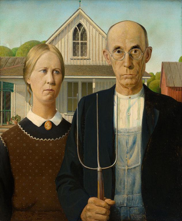 ”American Gothic” by Grant Wood. Photo by The Art Institute of Chicago. 