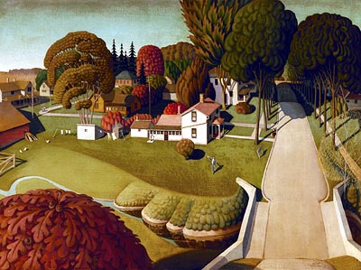 “The Birthplace of Herbert Hoover” by Grant Wood. Photo by The John R. Van Derlip Fund and the Des Moines Art Center. 