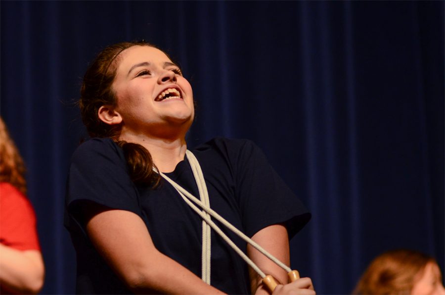 Sophomore Faith Jonas performs during the opening of the musical theater showcase May 4. Photo by Kai Ford.