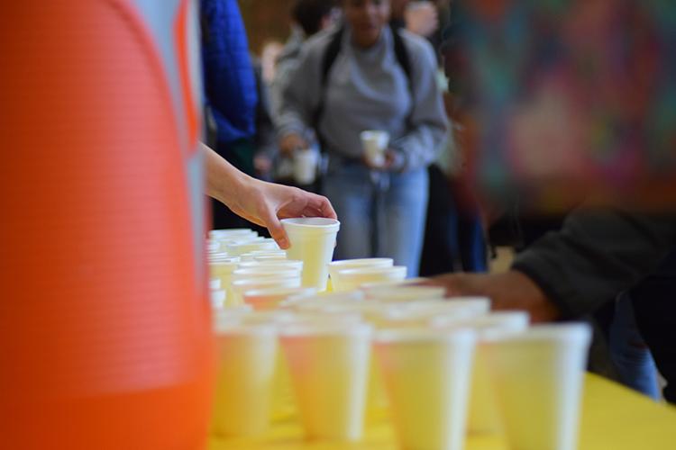 Students chose between lemonade and sweet tea for their free drink. Some chose to mix the two.