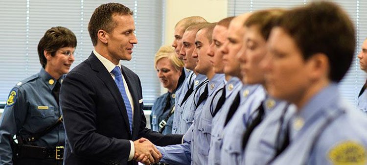 Governor Eric Greitens meets with law enforcement officials. 