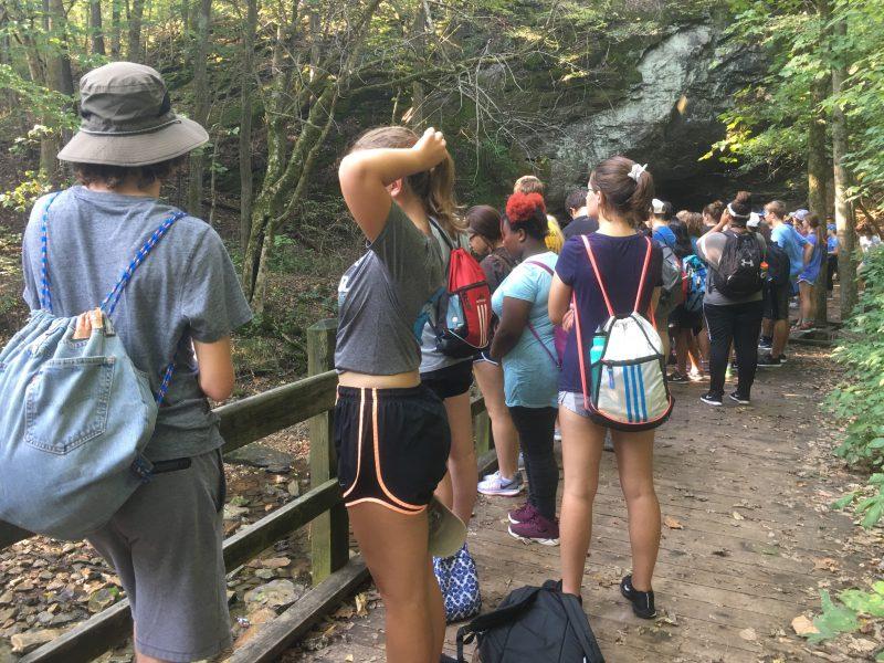 Sophomores hike through Rock Bridge Memorial Park Thursday Sept. 20 despite heat. 