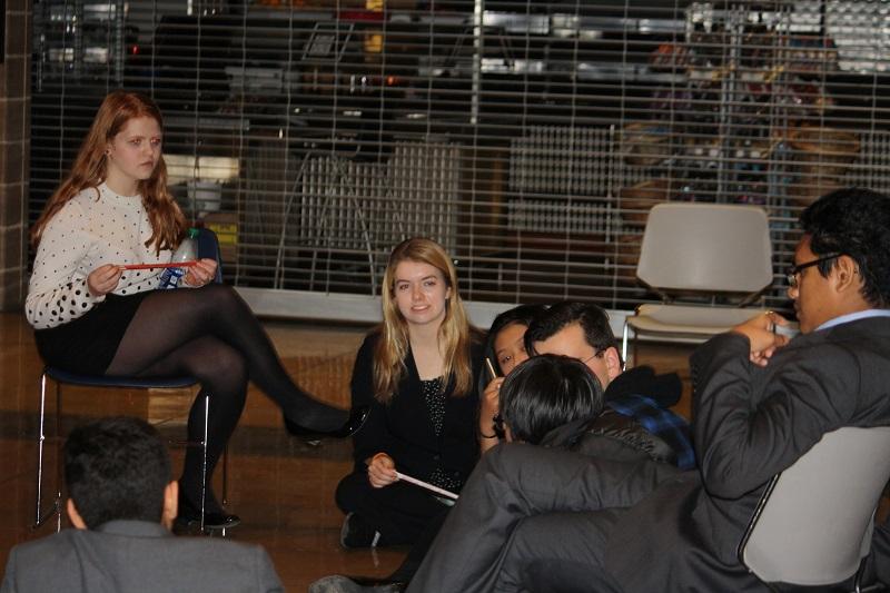 Members of the Speech and Debate team prepare for a tournament. Photo by Memphis Cutchlow.