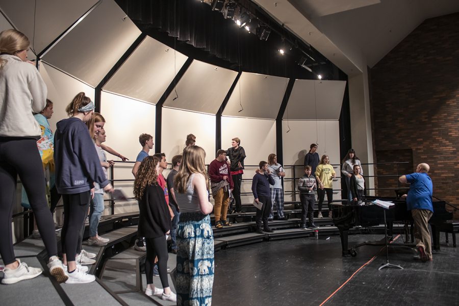 The Mixed Chamber Choir runs through a dress rehearsal on Oct. 16. The Fall Choir Concert will be on Oct. 17 starting at 7 p.m. (Photo by Sarah Mosteller)