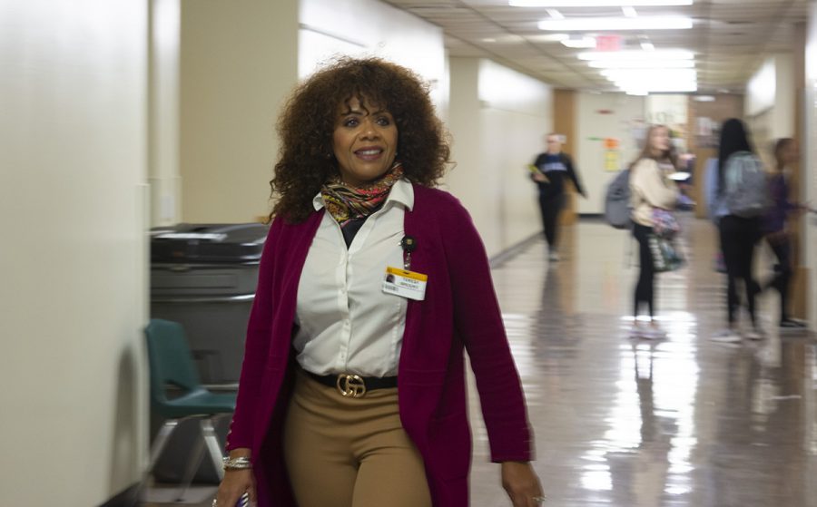 Teresa Brooks walks the halls of RBHS. Photo by Camryn Devore