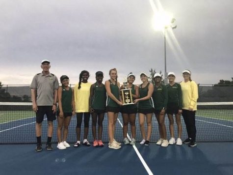 The RBHS girls tennis team poses after winning the Columbia tournament on Saturday, September 28
