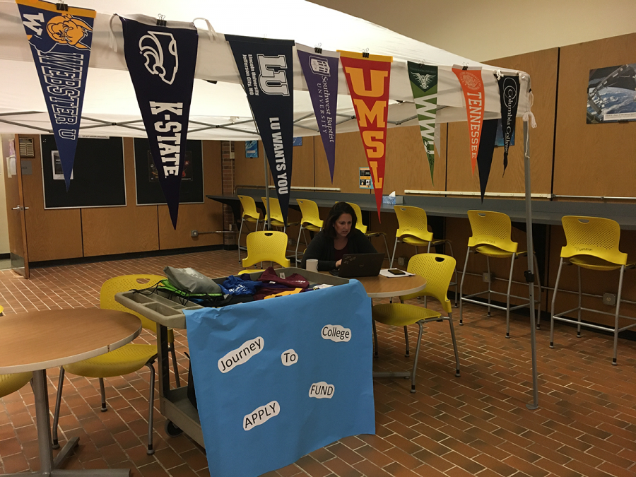 The Journey to College tent, set up by counselors throughout Wednesday and Thursday, helped seniors with the college admissions process.