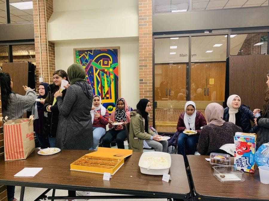 Muslim Student Union (MSU) members relax after breaking fast at the Fast-a-thon Jan. 28. Photo by Will Cover