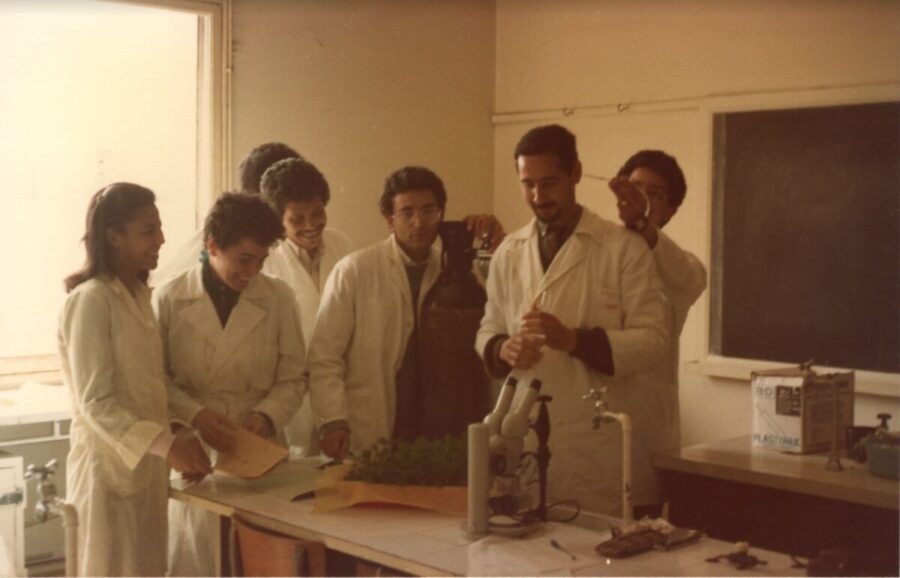My mom and her colleagues work in the lab. Photo courtesy of Sophia Eaton.