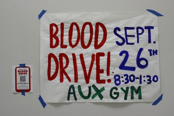RBHS displays sign for annual blood drive.