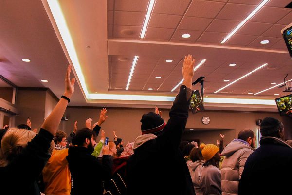 During the City Council Meeting on Jan. 16, the audience raised their hands to show support for a ceasefire. Later that night, Mayor Buffaloe signed a proclamation calling for a ceasefire. 