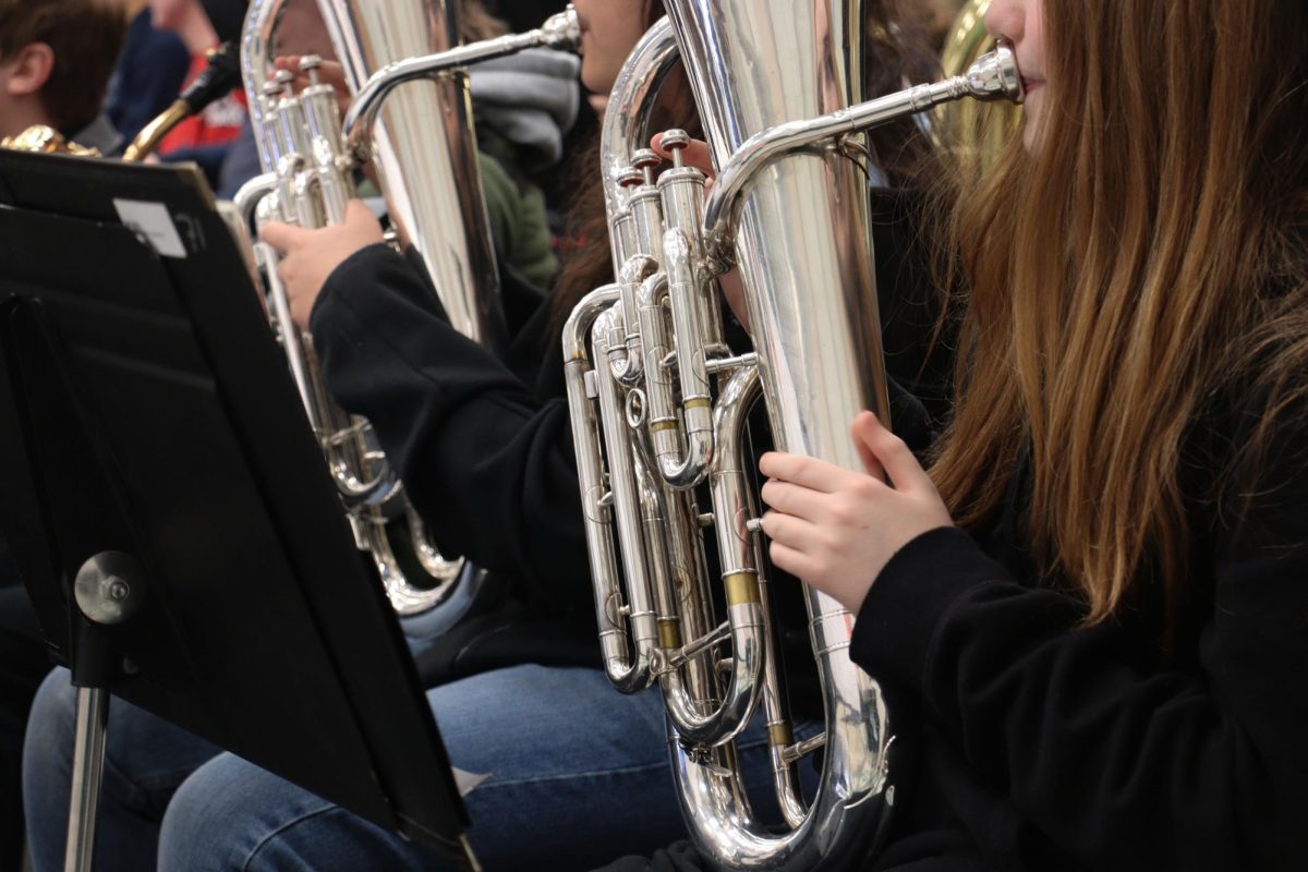 A student plays euphonium during class in preparation for the MMEA performance on Thursday, Jan. 25 at Lake of the Ozarks.