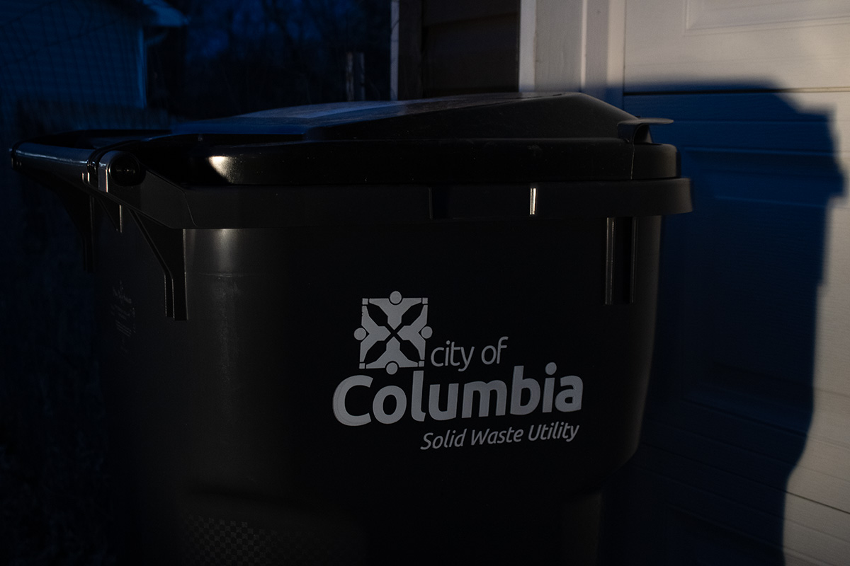 The photo is of the new trash roll carts placed all over town by the City of Columbia.